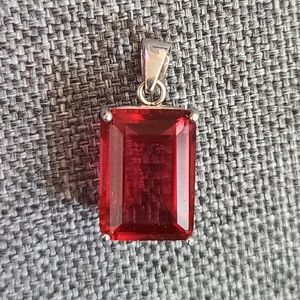 Red Gem Sterling Silver Charm